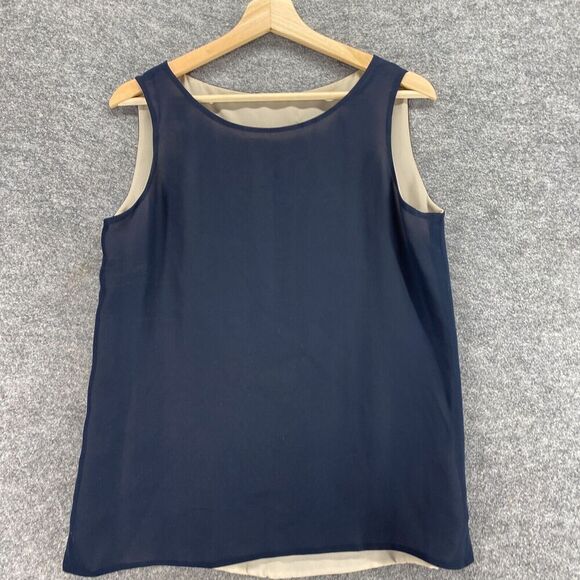 5/$45 Liz Claiborne Blouse Women 8 Blue Sleeveless Wide Strap Round Neck - Picture 3 of 8